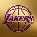 洛杉矶湖人队的紫金色篮球图案队徽，带有Lakers字样